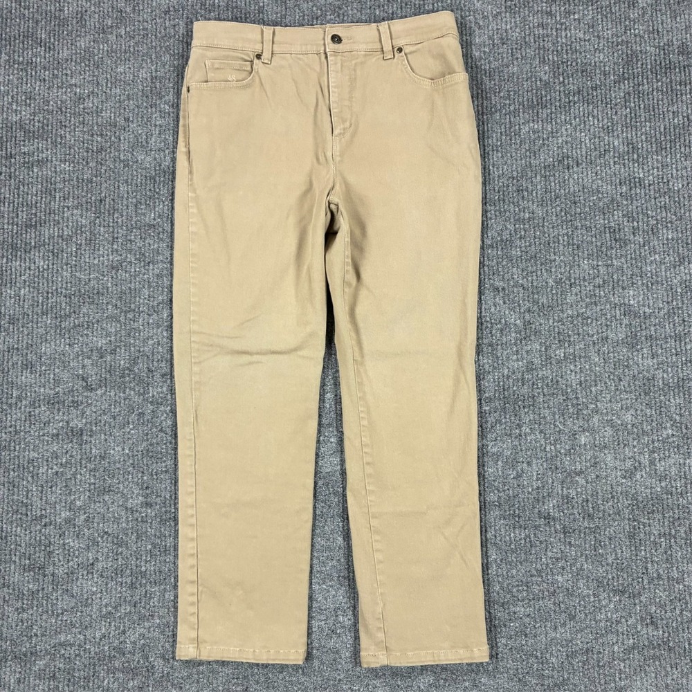 Gloria Vanderbilt Womens Pants Size 12P Beige Chino Flat Front High Rise